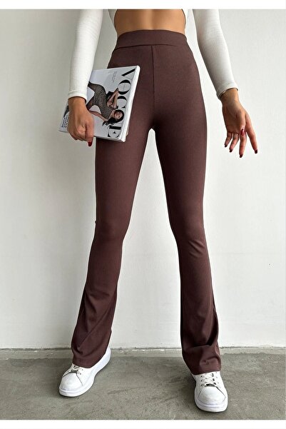 manolyabutik Plus Size Women's Ribbed Spanish Leg Tights