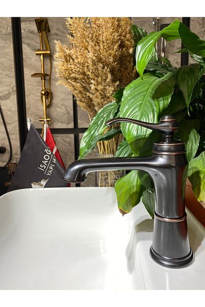 İSAOĞLU YAPI Black Sink Faucet Vintage Sink Faucet Matte Black Bathroom Faucet Country Design