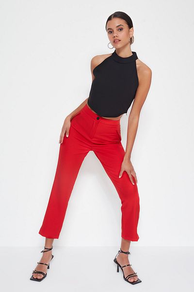 Trend Alaçatı Stili Women's Red High Waist Carrot Pants ALC-X11148