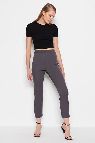 Trendyol Collection Anthracite Cigarette Woven Trousers TWOSS23PL00096