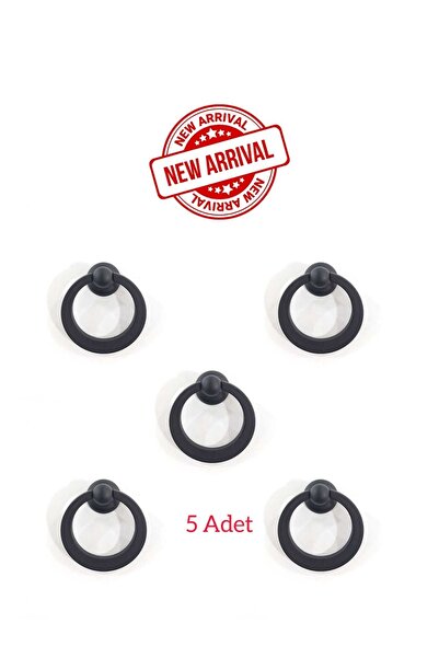 ARON ( 5 Adet ) Metax Yiğit Halka Sarkaç Kulp Mat Siyah Tv Ünite Komidin Konsol Mutfak Kapak Kulpu