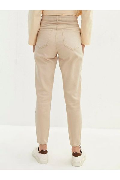 LİMABEL Ψηλόμεσο Μπεζ Χρώμα Mom Jeans Lycra Stretchy Jeans