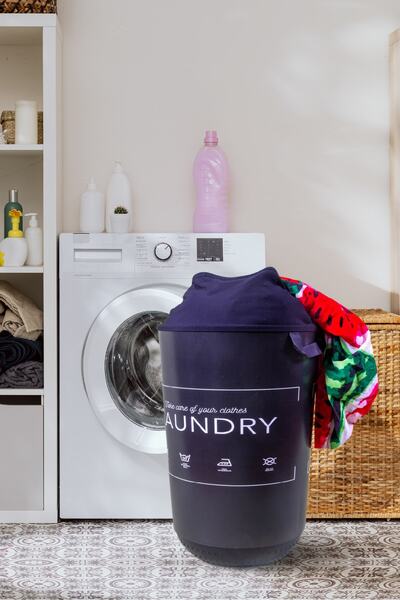 QUTU Kese 40 L Black Laundry Desenli Çok Amaçlı Çamaşır Ve Oyuncak Sepeti