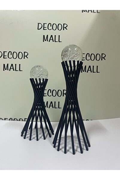 DECOOR MALL Dekoratif 2'li Burmalı Çapraz Ayaklı Küre / Ev Ofis Dekoru