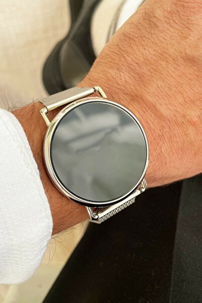 ÇENÇEN Gümüş Renk Unisex Model Çelik Kasa Mıknatıskordon Dokunmatik Kol Saati