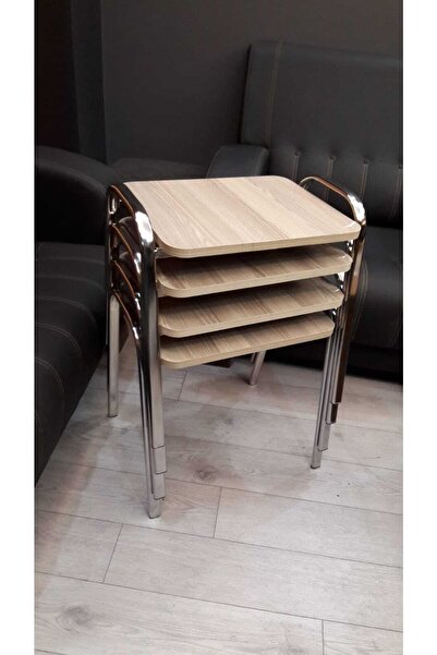 aldagelsin Lüks Piramit Tepsi Zigon Sehpa Gümüş