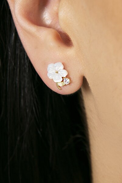 Elika Silver Kadın Sedef Manolya Çiçeği 925 Ayar Gümüş Küpe