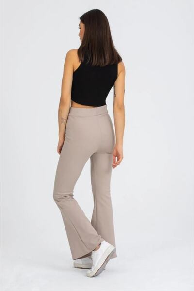 manolyabutik Fitted Beige Spanish Leggings - Winter, Fleece