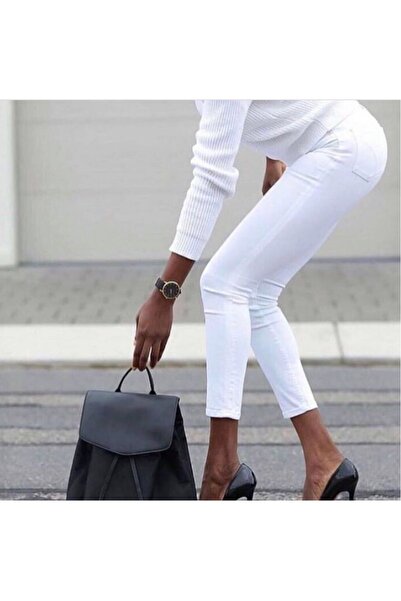 Esinty Жіночі білі габардинові штани з високою талією (БІЛІ)