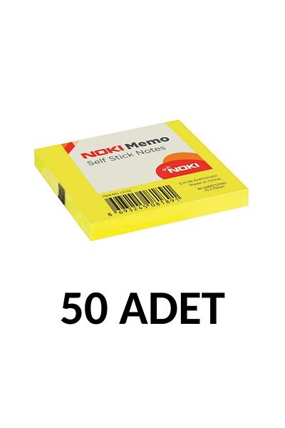 Noki 50 Pieces Postit 75mm X 75mm Adhesive Paper 80 Sheets Yellow