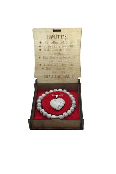 grs oyuncak Natural Stone Boxed Necklace-bracelet Set White Howlite