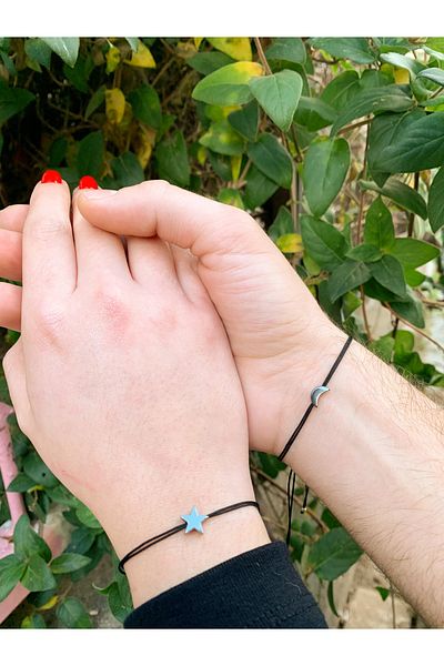 Kaeria Accessory سوار العشاق سوار القمر نجمة الحجر الطبيعي صديق زوجين سوار