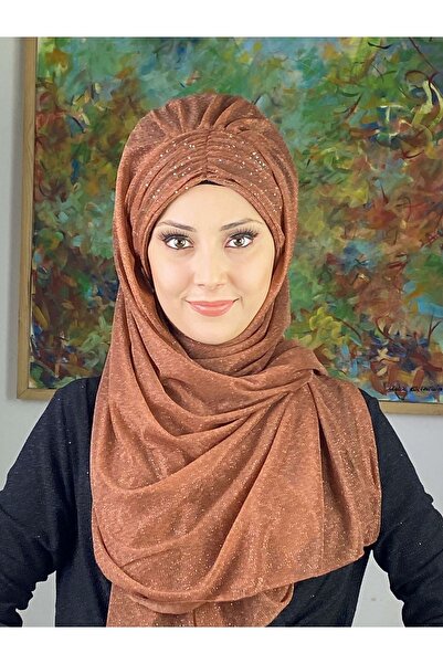 BUTİKAMBAR Sultan Model Bakır Simli Şifon Büzgülü Şal