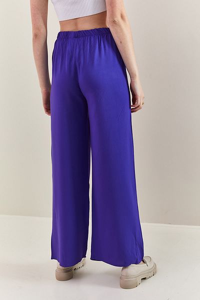 Bianco Lucci Women's Waist Belted Wide Leg Viscose Trousers