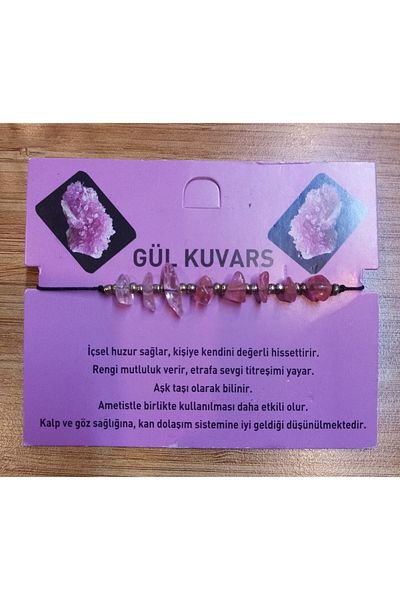 Berra Sifa Natural Stone Adjustable Rose Quartz Stone Bracelet