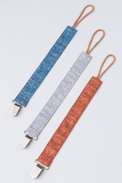 MyVera Blue Gray - Gray Gray - Brick Gray Pacifier Strap Set - 3-Piece Pacifier Chain Set