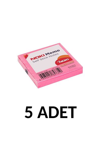 Noki 5 Pieces Postit 75mm X75mm Adhesive Paper 80 Sheets Pink