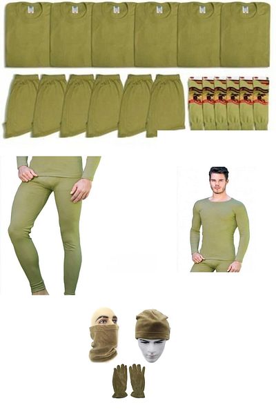 giyimsepeti Recruit and Paid Military Service 6-Piece Underwear Set Suitable for Winter