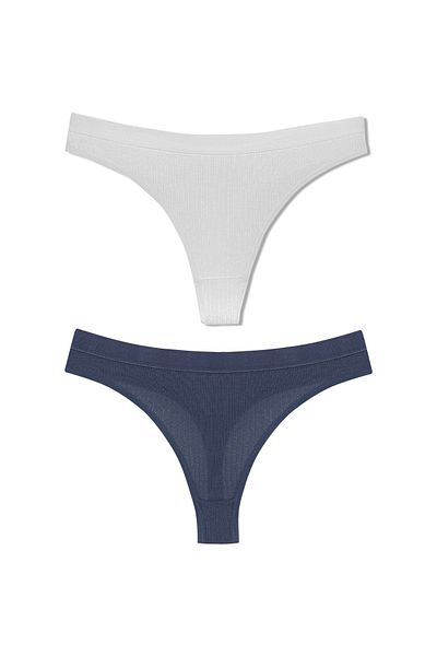 HNX Set 2 chiloți de damă din bumbac cu snur