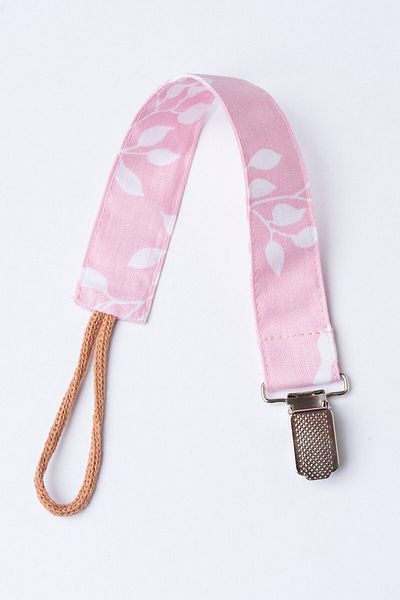 MyVera Powder leaf Pacifier with Cotton Fabric - lace-up Strap and Chain Detail