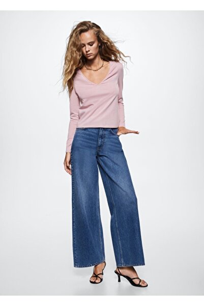 MANGO Woman Μακρυμάνικο T-shirt με λαιμόκοψη