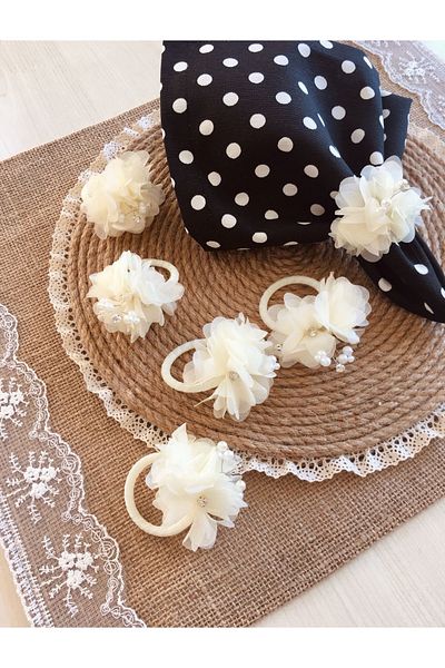 CWolf Cream Laser Flower 6-Piece Napkin Ring