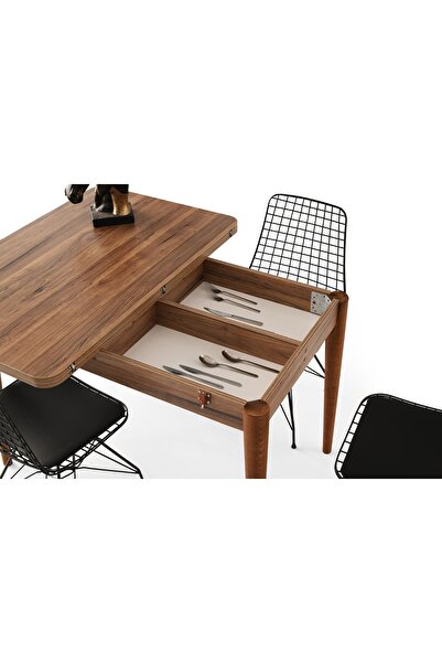 ZERENLAND Zeren877 Açılır Gizli Bölmeli Yemek Masası Garda Ceviz 70*110cm