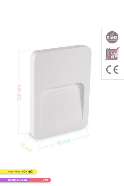 ACK Likia Led Duvar Armatürü 3000k Günışığı 2w Beyaz Kasa Duvar Apliği