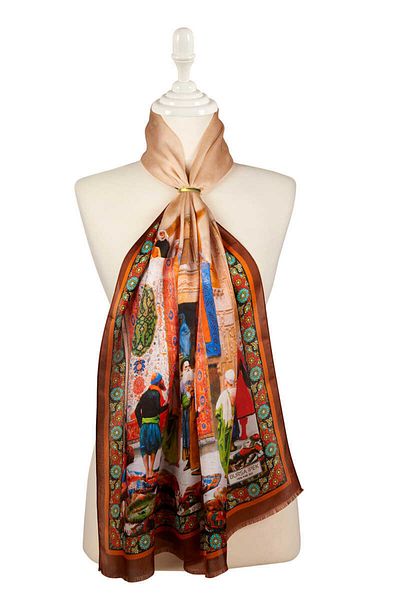 Bursa İpek Tile Carpet Merchants Silk Painting Scarf