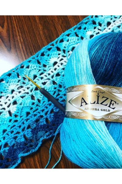 Alize Angora Gold Batik 2527 Ebruli Ince Tiftik Yelek Şal Ipi 5 Yumak %20 Yün - %80 Akrilik