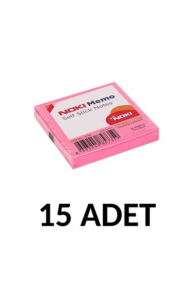 Noki 15 Pieces Postit 75mm X75mm Adhesive Paper 80 Sheets Pink