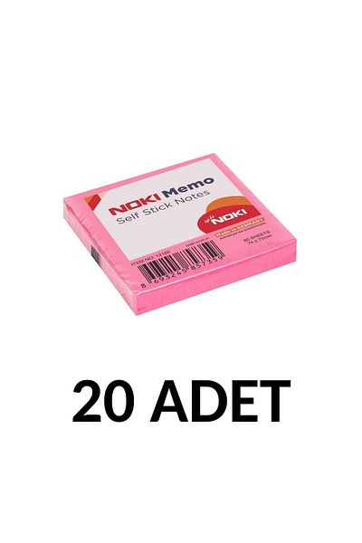 Noki 20 Pieces Postit 75mm X75mm Adhesive Paper 80 Sheets Pink