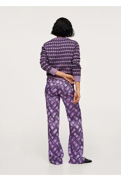 MANGO Woman Women's Lilac Geometric Patterned Trousers