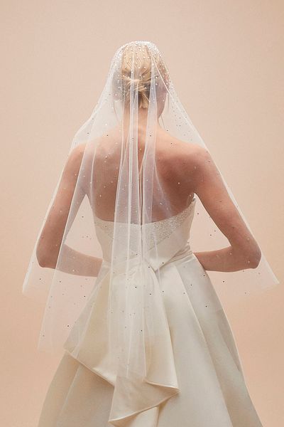 Oleg Cassini Stone Embroidered Short Veil