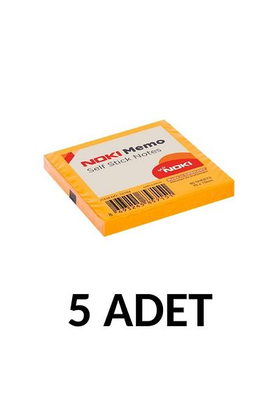 Noki 5 Pieces Postit 75mm X75mm Adhesive Paper 80 Sheets Orange