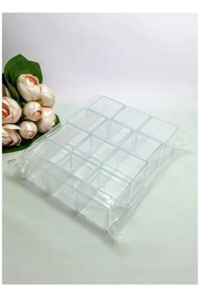 Genel Markalar Özel Tasarım Şık Şeffaf Mika Pleksi Kare Kutu 5x5 50 Adet Düğün Nişan Kına Baby Shower Hediye Kutusu