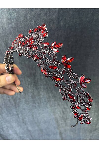 Bride Aksesuar Dünyası Μοντέλο Βουργουνδίας Eliss Χένα και Νυφικό Στέμμα – Στ...