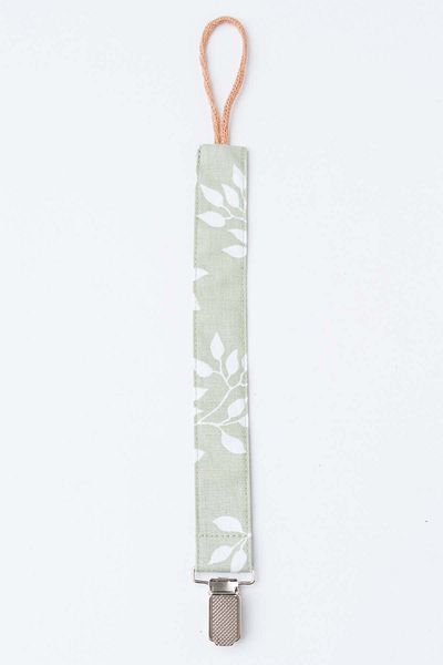 MyVera Green Leaf Pacifier Strap - Fabric Cotton Laced Pacifier Chain - Pacifier Holder