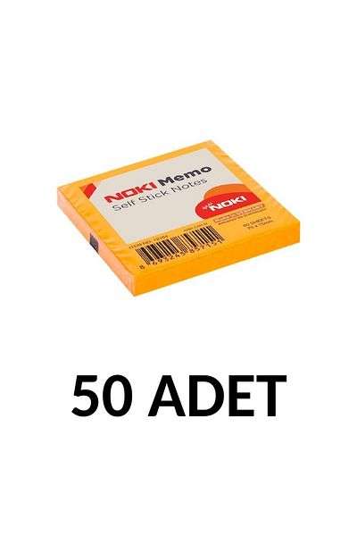 Noki 50 Pieces Postit 75mm X75mm Adhesive Paper 80 Sheets Orange