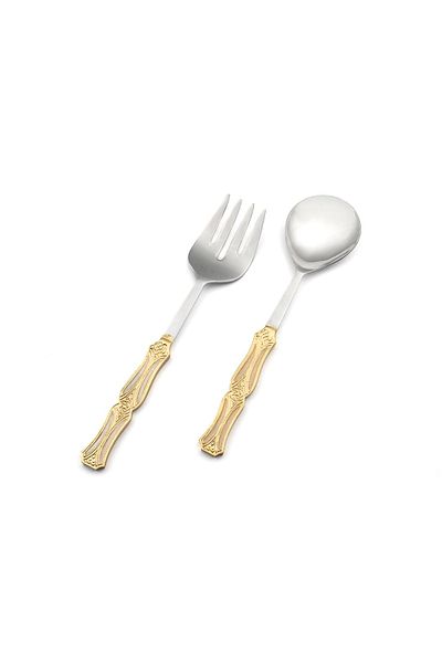 Mikasa Moor Silver Gold 2-Piece Salad Serving Set