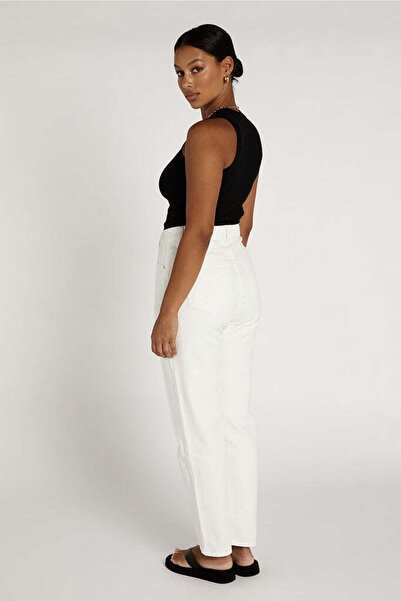 LAMİRA White Mom Jean Stretch Jeans (DOES NOT SHOW UNDERWEAR)