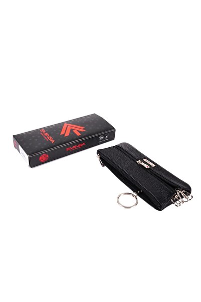 Eminsa Unisex Black Leather Keychain