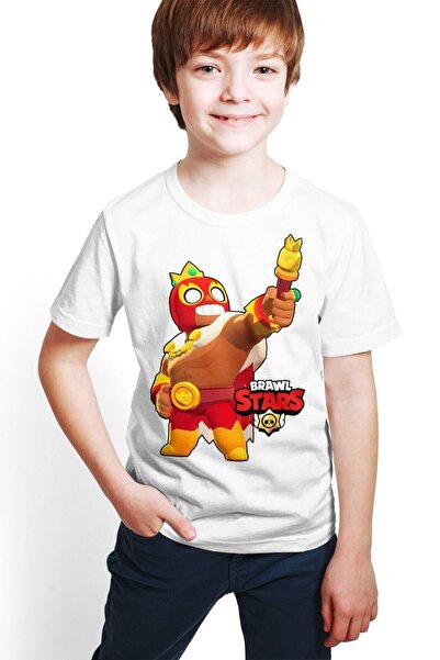 hilon Erkek Çocuk Beyaz T-shirt Brawl Stars - El Primo - Dijital Baskılı