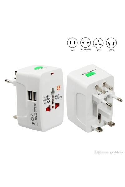 Genel Markalar Unıversal Seyahat Adaptörü / 2 Usb Li Çoklu Priz Çevirici Adap...