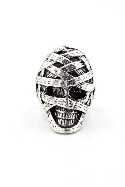 Solfera Mummy Skull Gothic Brass Adjustable Men's Ring Rg023