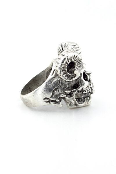 Solfera Men's Gothic Ring - Horned, Skull, Brass Adjustable Rg027