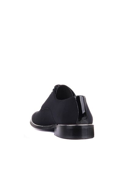 Fosco Fsc8003 Black Satin Men's Full Face Tied Silver Stripe Detailed Groom's Classic Shoes