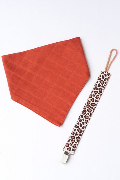 MyVera Double Layer Baby Drool and Scarf Set of 2 with Pacifier Strap and Muslin Fabric