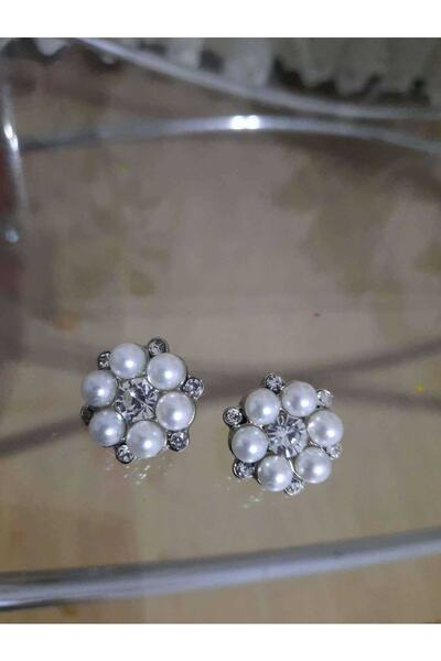 İMREN AKSESUAR Μεταλλικό κουμπί 2 εκ. με πέτρες μαργαριτάρι και κρύσταλλο 2 τεμάχια