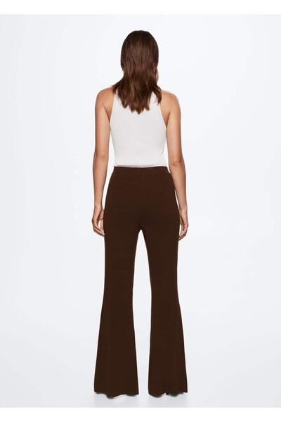 MANGO Woman Yırtmaç Detaylı Flare Triko Pantolon